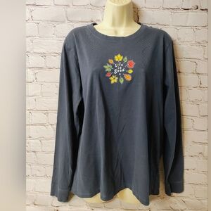 Life is Good Vintage Leaf Ensemble Blue Longsleeve Lounge T Shirt